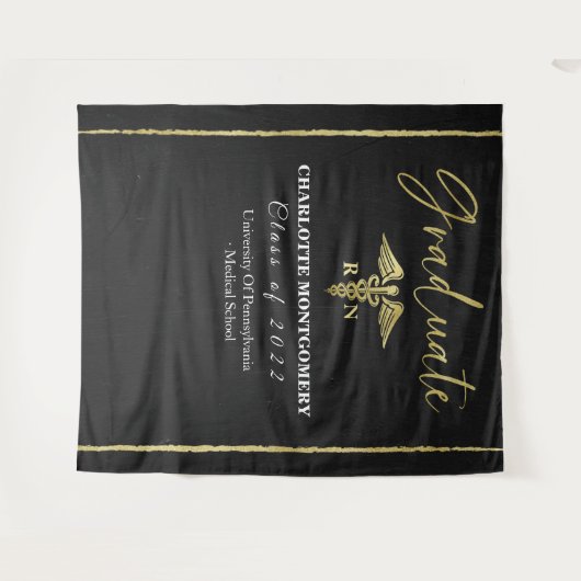 金箔カドゥセウスナース医学卒業背景 タペストリー (正面(横))