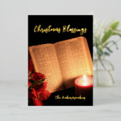 金箔キャンドルポインセチア旧聖書 箔シーズンカード (立ち正面)