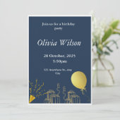 金箔ギフト及びバルーン誕生日招待状 招待状 (スタンド正面)