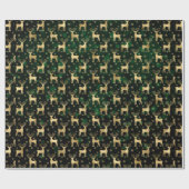 金箔クフェイクリスマストナカイ&グリーン《写真》ぼけ味 ラッピングペーパー (フラット)