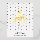金箔クリスマスツリー模様ミニマリスト 箔シーズンポストカード (正面)