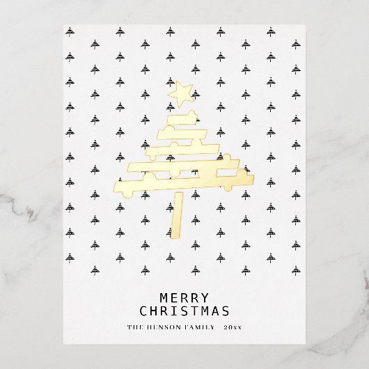 金箔クリスマスツリー模様ミニマリスト 箔シーズンポストカード (正面)
