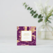 *~*金箔グラムパープルマーブルルルクモダンセ スクエア名刺 (スタンド正面)