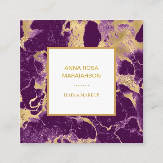 *~*金箔グラムパープルマーブルルルクモダンセ スクエア名刺 (正面)