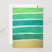 金箔グリーンストライプ ポストカード (正面/裏面)