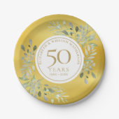 金箔グリーン 50周年結婚記念 ペーパープレート (正面)