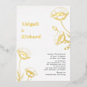 金箔ケシの山花結婚フローラ 箔招待状 (正面)