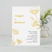 金箔ケシの山花結婚フローラ 箔招待状 (立ち正面)