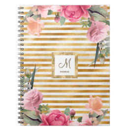 金箔ゴージャスな花の女の子日記日記 ノートブック
