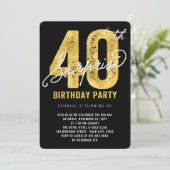 金箔サプはっきりしたライズ40歳誕生日パーティー招待状 招待状 (スタンド正面)