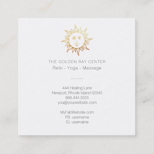 ～金箔サン顔ヴィンテージスピリチュアルセンター  スクエア名刺 (裏面)