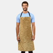 金箔シームレスパターン、金色のグリッターテクスチャ エプロン (着用した状態)