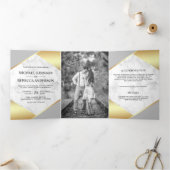 金箔ジオメトリックホワイトマーブルフォト結婚ズ 三つ折り招待状 (内部)