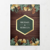 金箔ジオメトリック葉トロピカルフォトズ結婚ス 三つ折り招待状 (カバー)