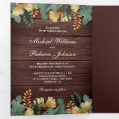 金箔ジオメトリック葉トロピカルフォトズ結婚ス 三つ折り招待状 (内部最初)