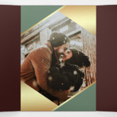 金箔ジオメトリック葉トロピカルフォトズ結婚ス 三つ折り招待状 (内部中)