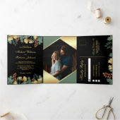 金箔ジオメトリック葉トロピカルフォトズ結婚ス 三つ折り招待状 (内部)