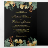 金箔ジオメトリック葉トロピカルフォトズ結婚ス 三つ折り招待状 (内部最初)