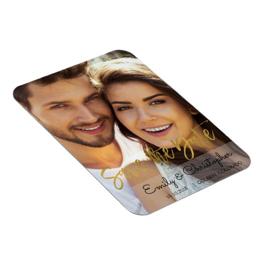 金箔スクリプトウェディング日付磁石を保存 マグネット (右側)