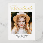 金箔スクリプトフォト卒業発表 箔招待状 (正面)