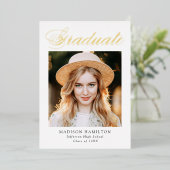 金箔スクリプトフォト卒業発表 箔招待状 (立ち正面)