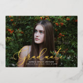 金箔スクリプトフォト卒業発表 箔招待状 (正面)