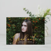 金箔スクリプトフォト卒業発表 箔招待状 (立ち正面)