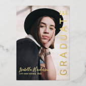 金箔スクリプトフォト卒業発表 箔招待状 (正面)