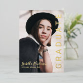 金箔スクリプトフォト卒業発表 箔招待状 (立ち正面)