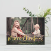 金箔スクリプトメリークリスマスホリデーフォト シーズンカード (スタンド正面)