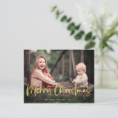 金箔スクリプトメリークリスマスホリデーフォト シーズンポストカード (スタンド正面)