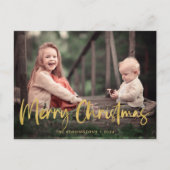 金箔スクリプトメリークリスマスホリデーフォト シーズンポストカード (正面)