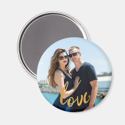 金箔スクリプトラブフォトパーソナライズされたマグネット マグネット (正面/裏面)