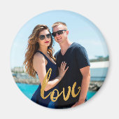 金箔スクリプトラブフォトパーソナライズされたマグネット マグネット (正面)