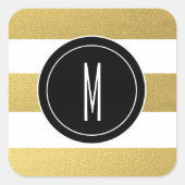 金箔ストライプ製 |ブラックモノグラム スクエアシール (正面)