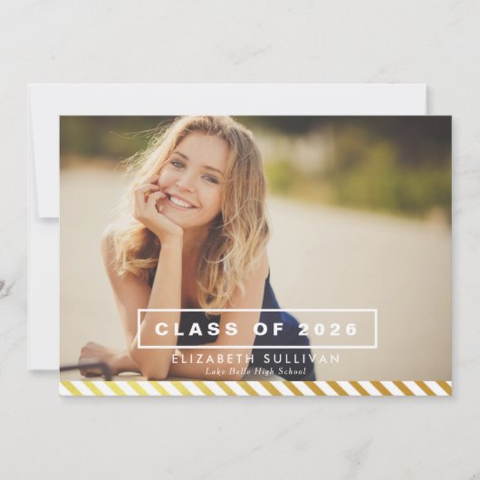 金箔ストライプ製 |卒業パーティー招待状 招待状 (正面)