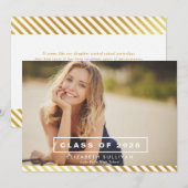 金箔ストライプ製 |卒業パーティー招待状 招待状 (正面/裏面)