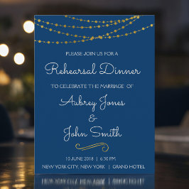 金箔ストリングライト&スクリプトリハーサルディナー インビテーションポストカード