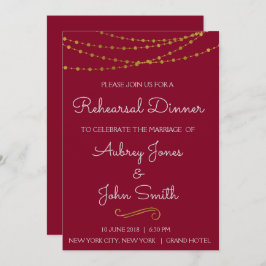 金箔ストリングライト&スクリプトリハーサルディナー 招待状