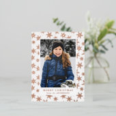 金箔スノーフレーク写真バラ金ゴールド 箔シーズンポストカード (立ち正面)