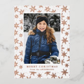 金箔スノーフレーク写真バラ金ゴールド 箔シーズンポストカード (正面)