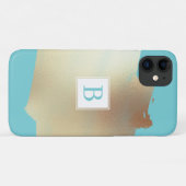 金箔スプフェイクラッシュシンプルターコイズ Case-Mate iPhoneケース (裏面(横))