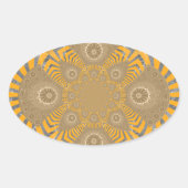 金箔ゼファー:ゴールデンイエローとクロムのエレガンス 楕円形シール (正面)