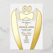 金箔タキシードのスーツMens 60th誕生日パーティー 箔招待状 (正面)
