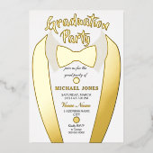 金箔タキシードスーツ卒業グラードパーティー 箔招待状 (正面)