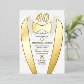 金箔タキシードスーツMens 40th誕生日パーティー 箔招待状 (立ち正面)