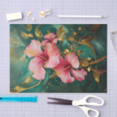 金箔ダブルピンクのハイビスカス開花フォーマル、花 薄葉紙 (クラフト)