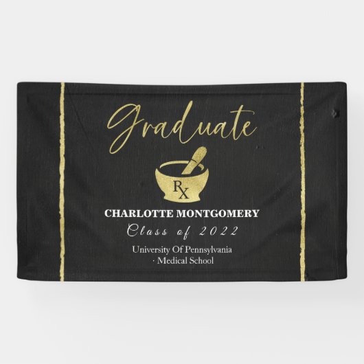 金箔ダークカルボード薬学院卒業 横断幕 (横)