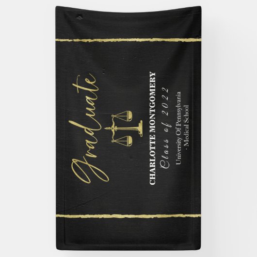 金箔ダークシャルボード法学学校卒業会 横断幕 (縦)