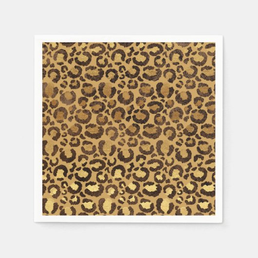 金箔チータパターンジャングル誕生日パーティー スタンダードカクテルナプキン (正面)